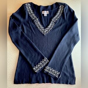 LOFT by Ann Taylor | women’s v-neck beaded knit sweater. Size: SP.